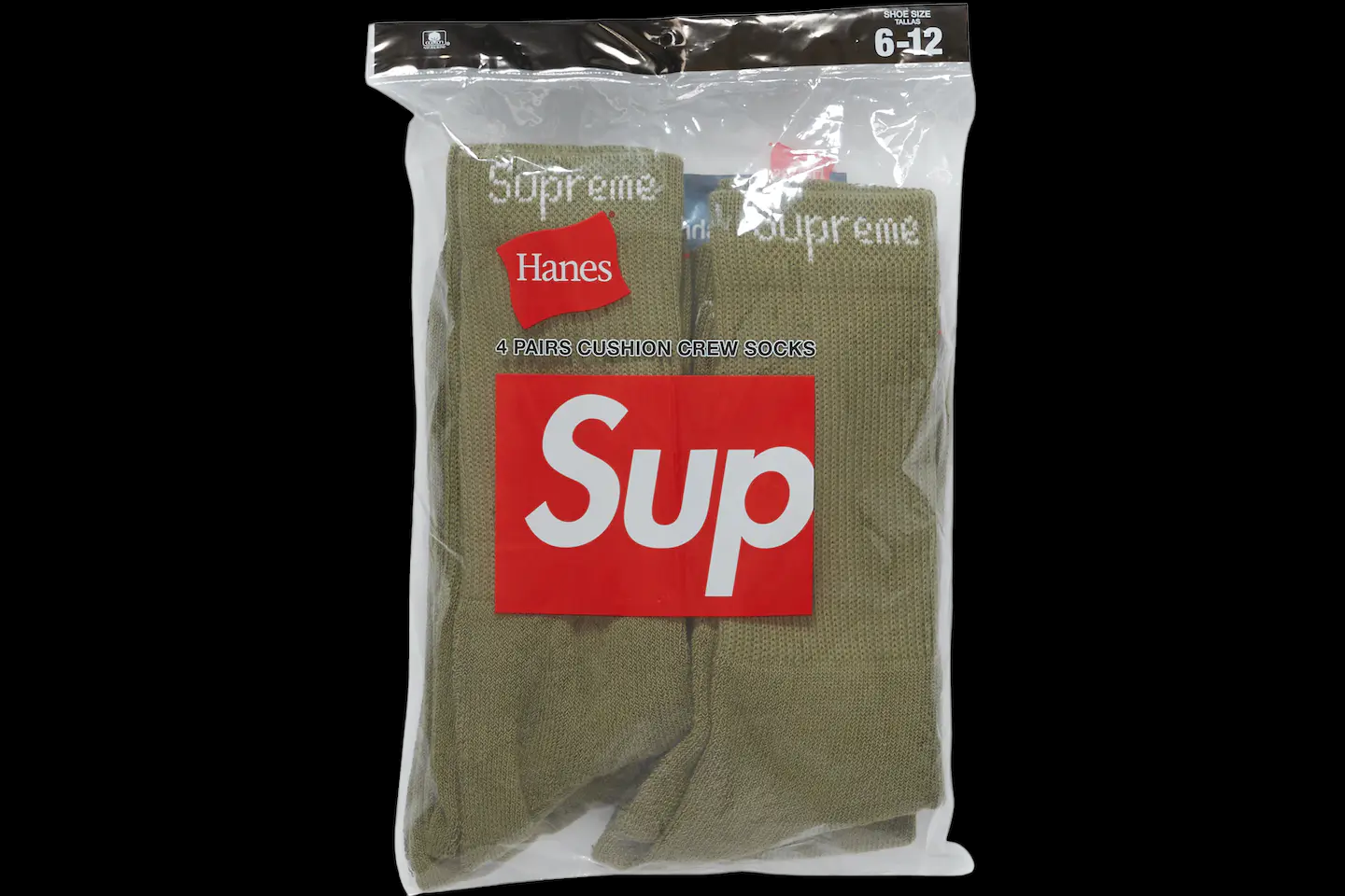 Supreme x Hanes Olive Crew Socks