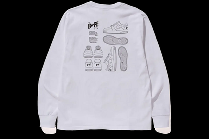 Bape White Bapesta Illustration L/S Tee (X-Large)