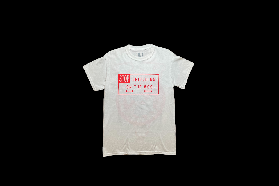 Vlone x Pop Smoke White Stop Snitching Tee (Small-Used)