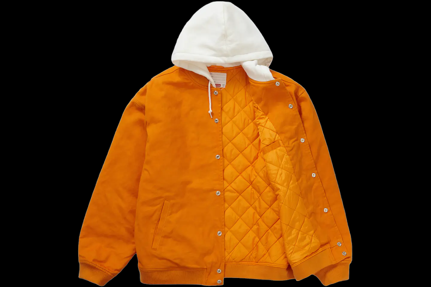 Supreme Orange Hooded Twill Varsity Jacket (Medium)