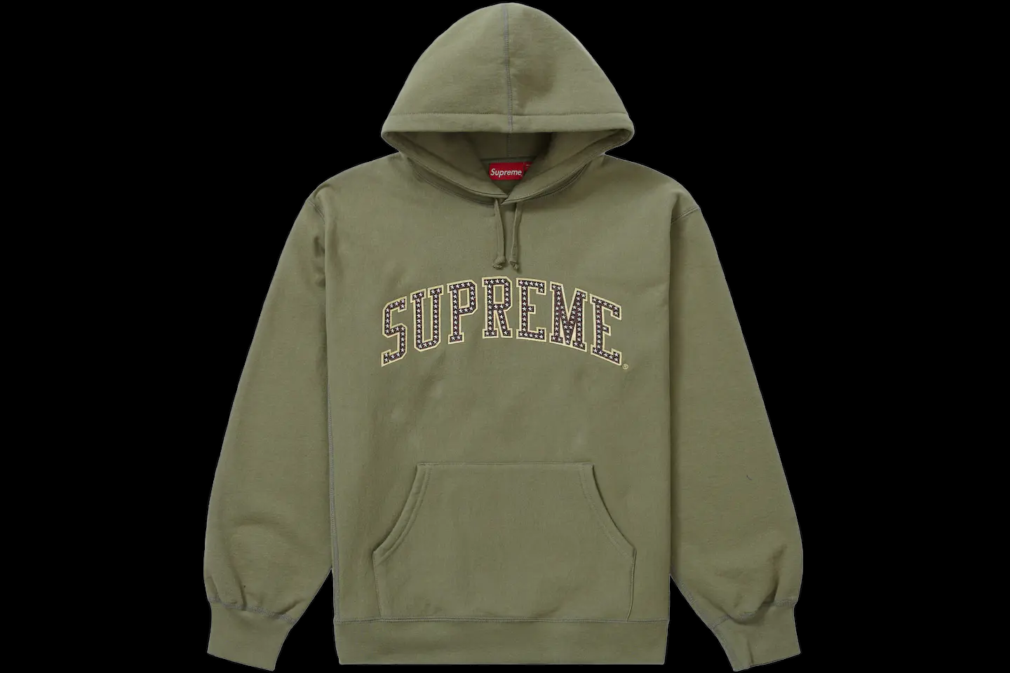 Supreme Olive Stars Arc Hooded Sweatshirt (Large)