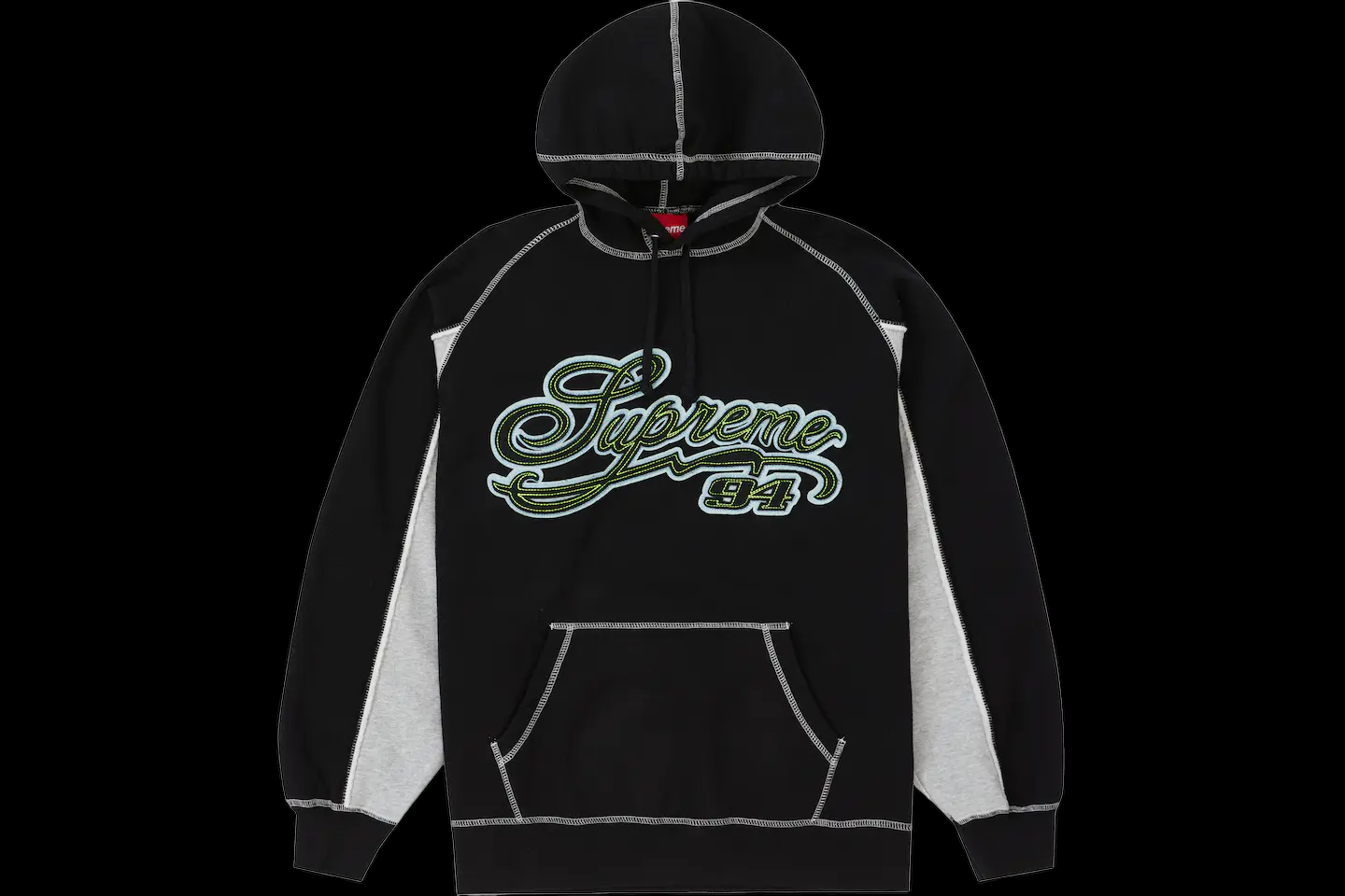 Supreme Black Paneled Script Hoodie (X-Large) – Fitted Elements
