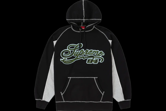 Supreme Black Paneled Script Hoodie (X-Large)