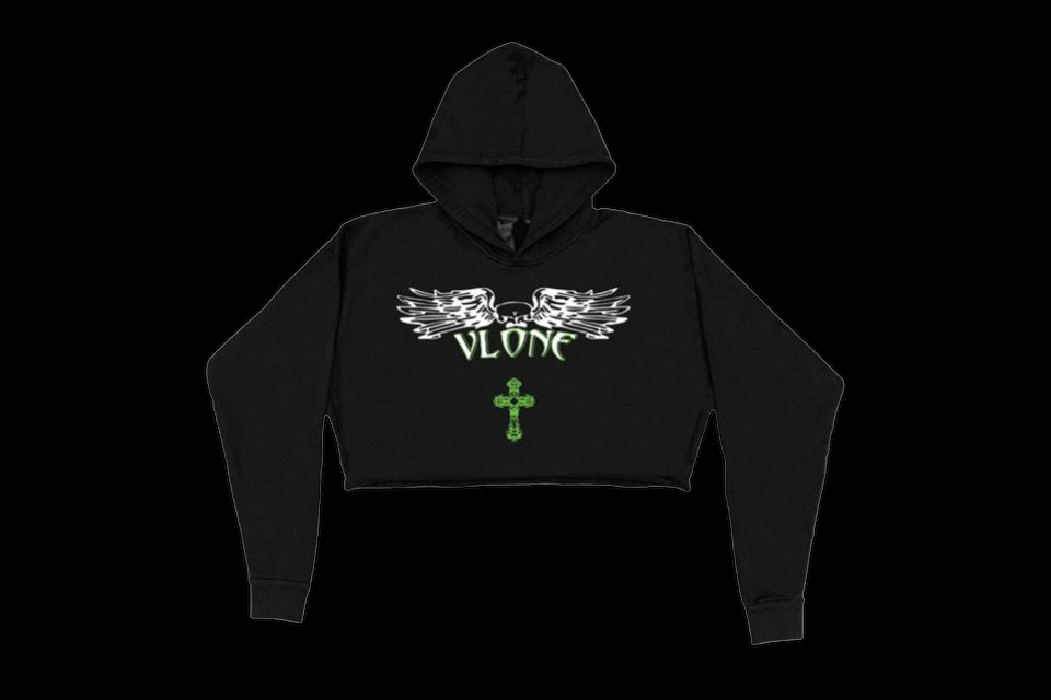 Vlone Black Cropped Support Hoodie (Womens Small)