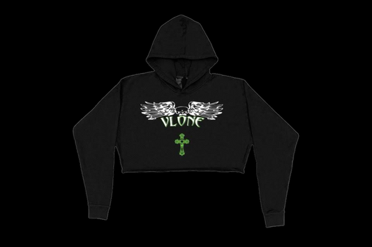 Vlone Black Cropped Support Hoodie (Womens Small)