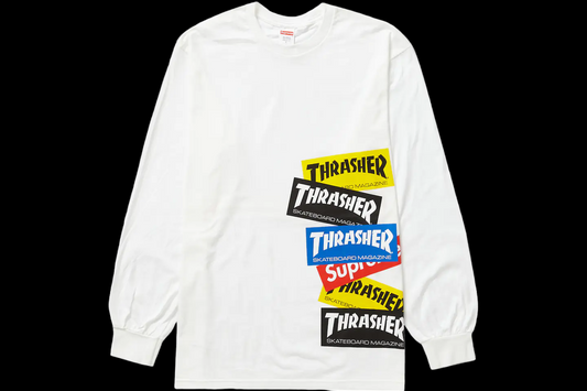 Supreme x Thrasher White Multi Logo L/S Tee (Medium)