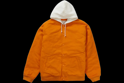 Supreme Orange Hooded Twill Varsity Jacket (Medium)