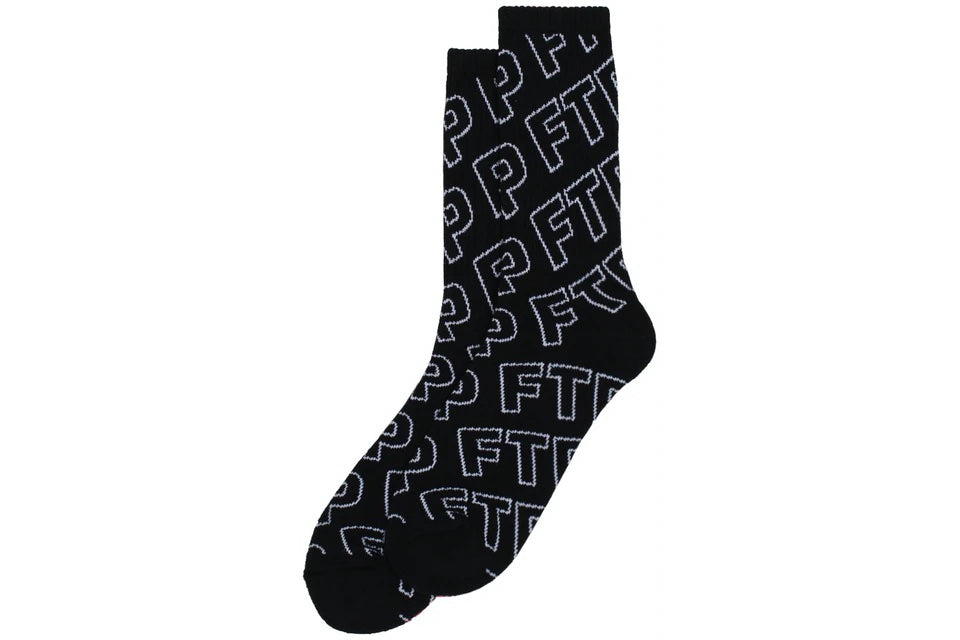 FTP Black All Over Logo Socks