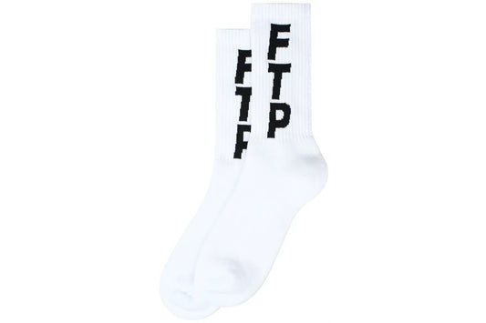 FTP White Vertical Logo Socks