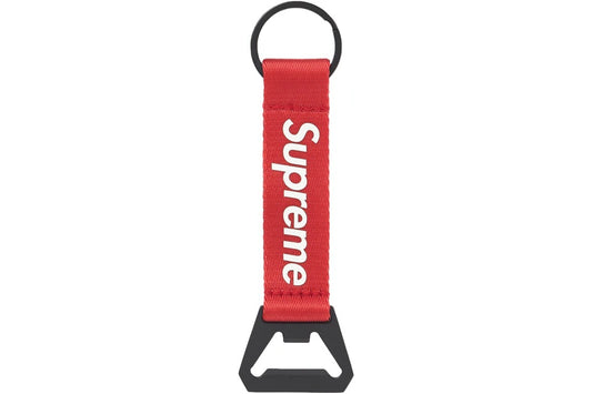 Supreme Red Bottle Opener Webbing Keychain