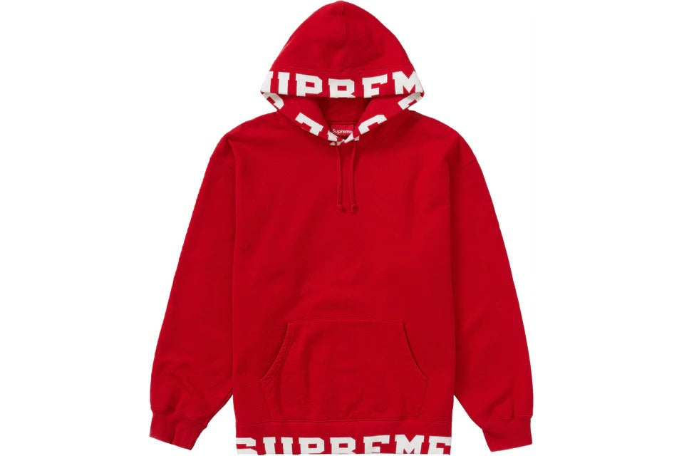 Supreme Red Cropped Logos Hoodie (Large)