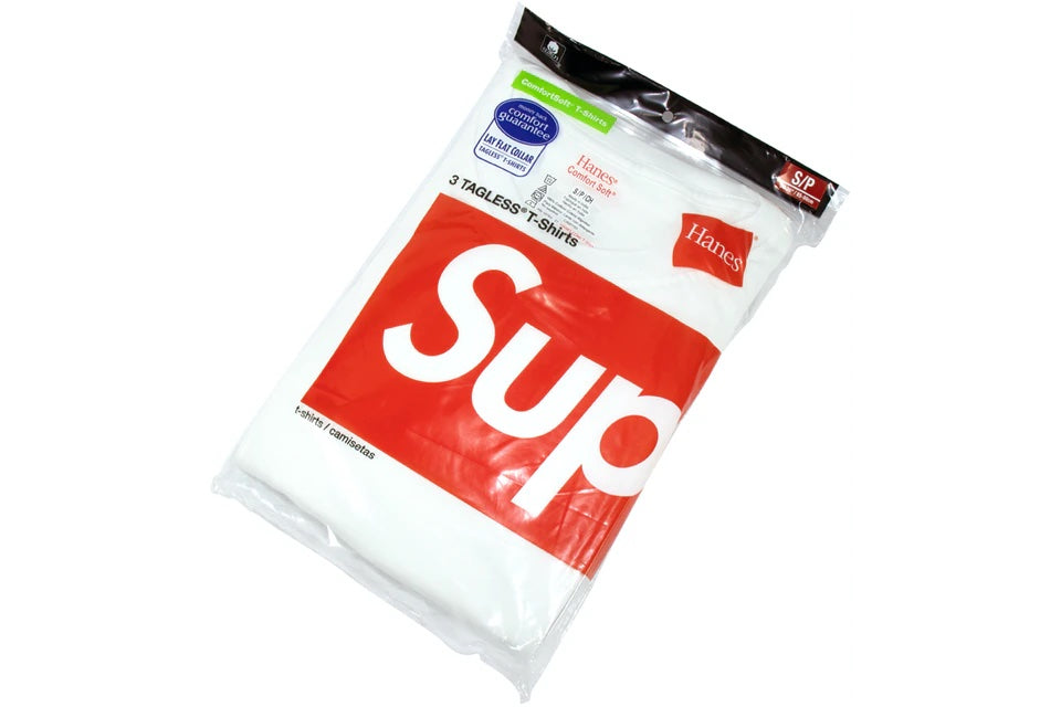 Supreme x Hanes White Tagless Tees (Large) (3-pack)