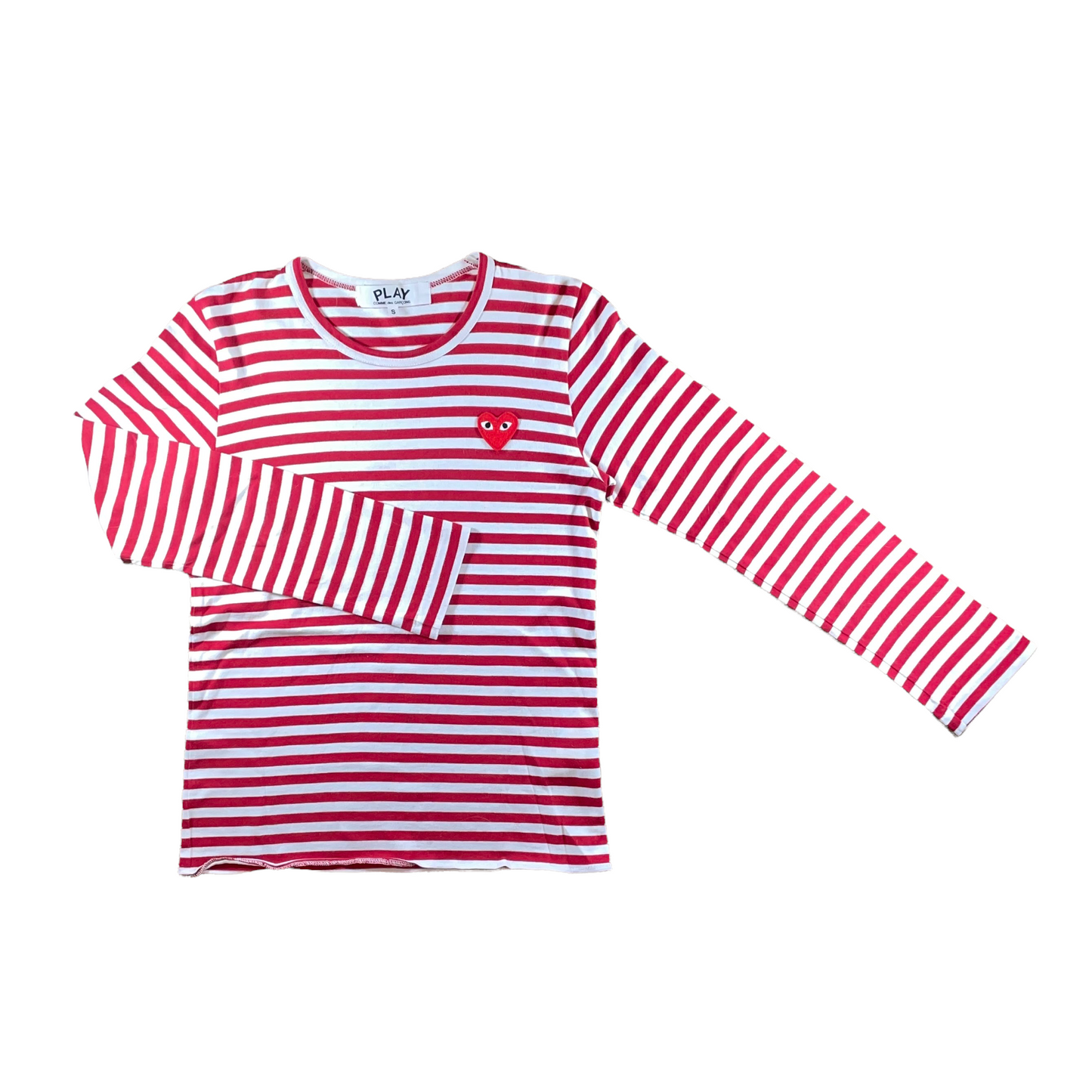 CDG Play Red Striped L/S Tee (Small-Used)