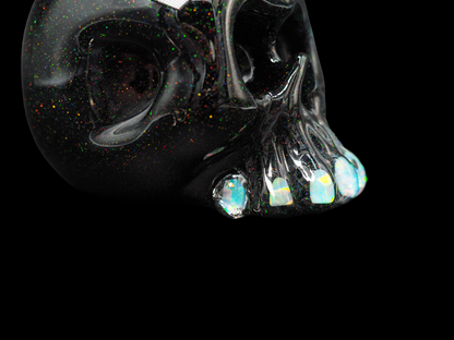 Carsten Small Skull - Jet Black Crushed Opal