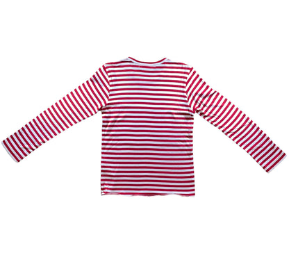 CDG Play Red Striped L/S Tee (Small-Used)