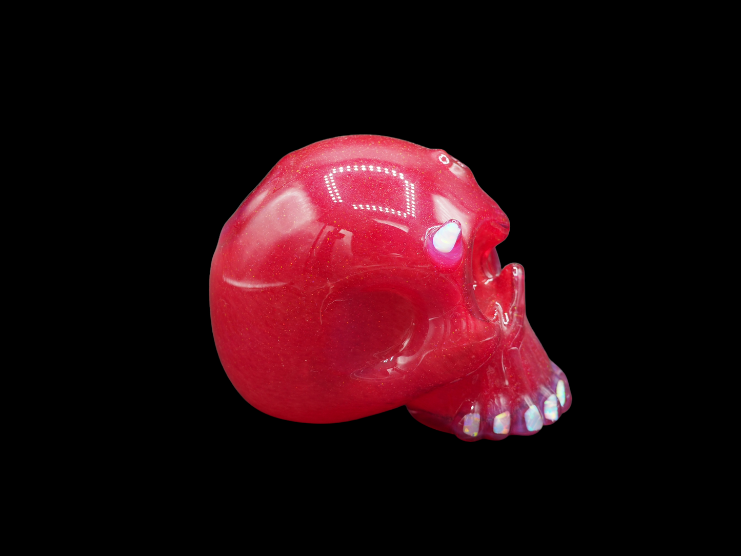 Carsten Devil Skull - Red Crushed Opal + Opal Horns