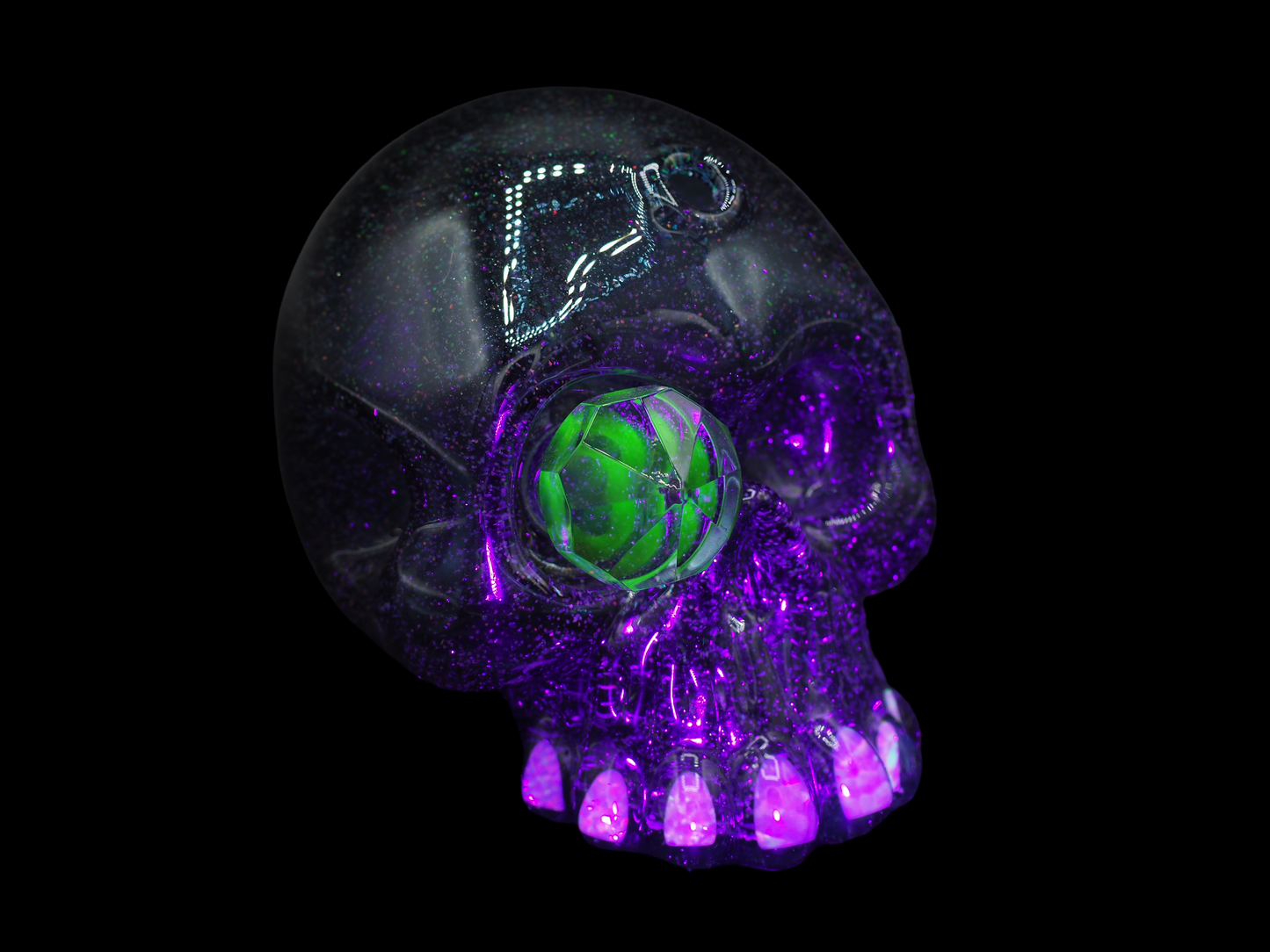 Carsten Skull - Blue Crushed Opal + Faceted UV Eye