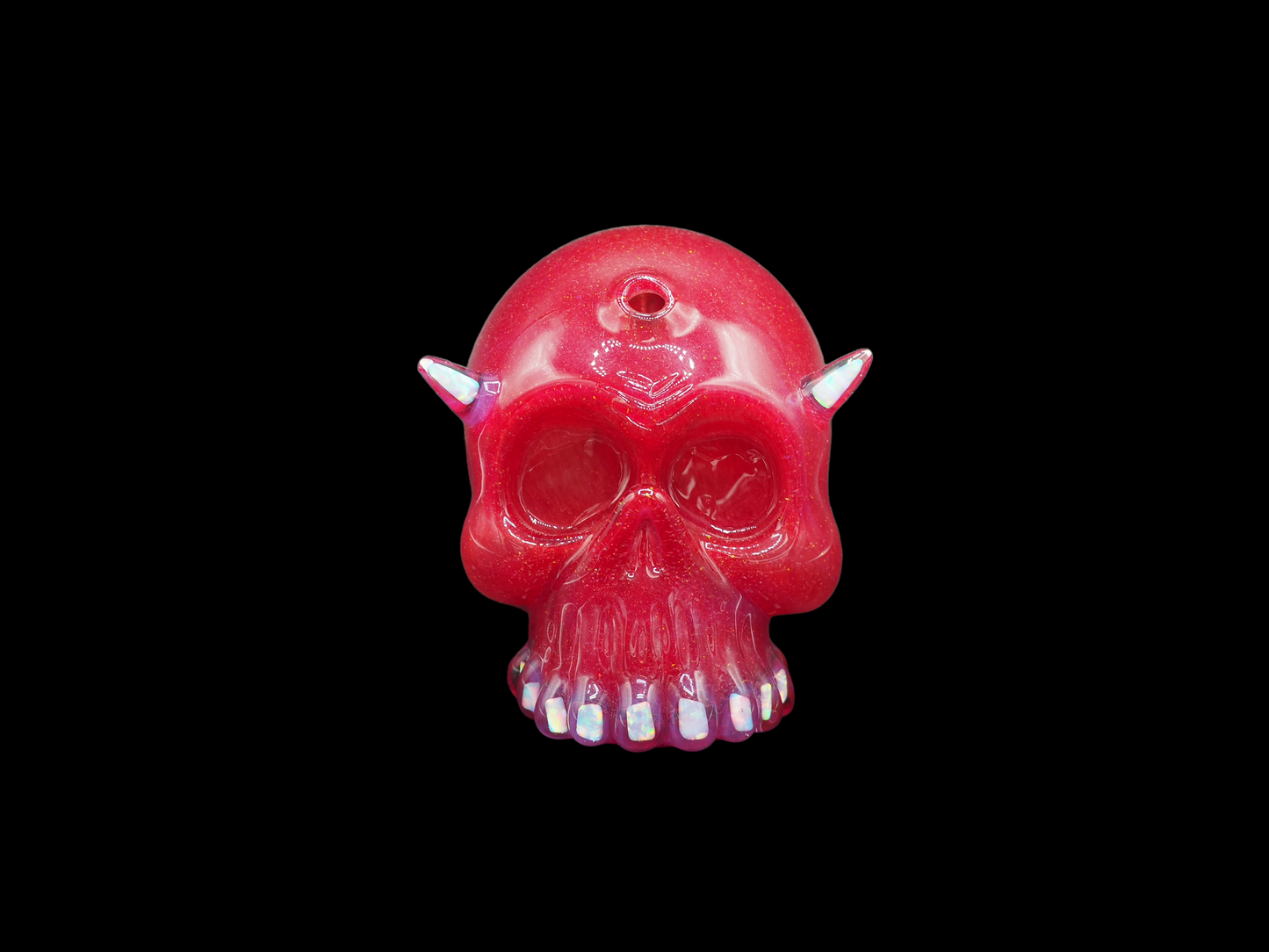 Carsten Devil Skull - Red Crushed Opal + Opal Horns