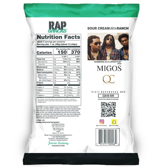 Rap Snacks Migos Sour Cream and Ranch Chips