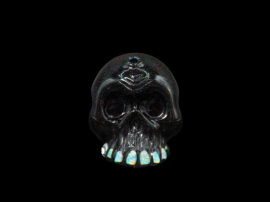 Carsten Small Skull - Jet Black Crushed Opal