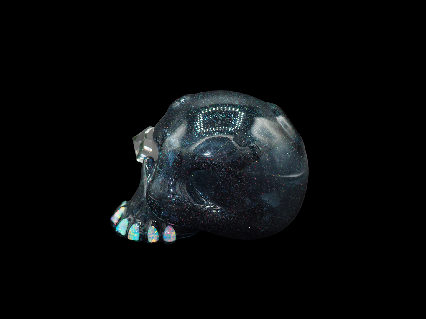 Carsten Skull - Blue Crushed Opal + Faceted UV Eye