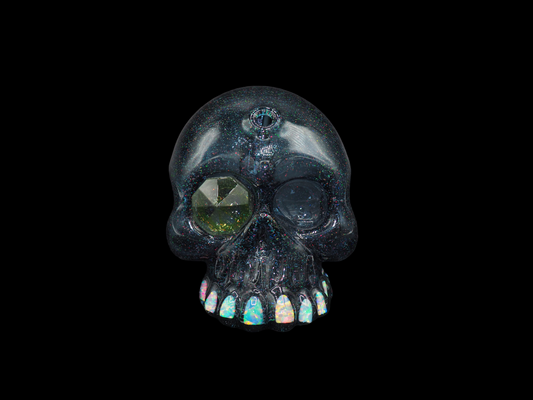 Carsten Skull - Blue Crushed Opal + Faceted UV Eye