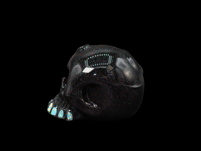 Carsten Small Skull - Jet Black Crushed Opal